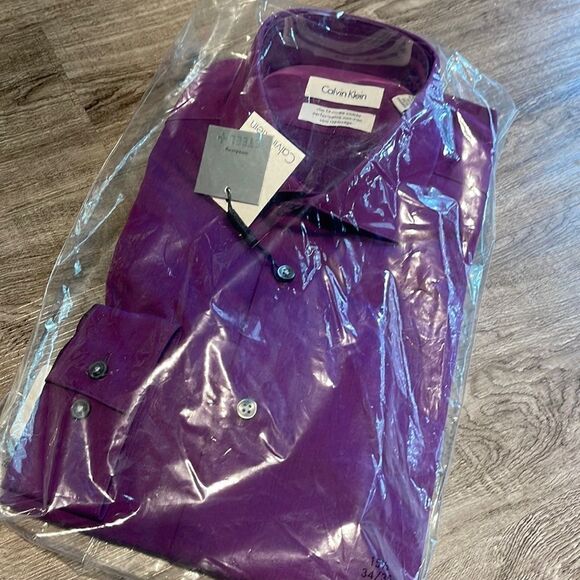 Calvin Klein Slim Fit Performance Dress Shirt-PURPLE-15.5-34/35 - Picture 1 of 3